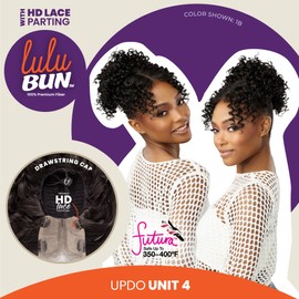 Sensationnel Lulu Bun Updo Hairextensions - Unit 4 Synthetic 3x3.5 HD Lace Parting Quick and Easy Wear Hair Wig Piece (1B OFFBLACK)