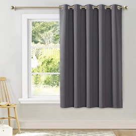 NICETOWN Bedroom Blackout Curtain Panel - Window Treatment Thermal Insulated Solid Grommet Blackout for Living Room (1 Panel, 70 by 63 Inch, Grey)