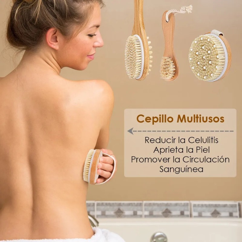 Cepillo De Corporal Facial Masaje Estimula Circulación 3 Pzs
