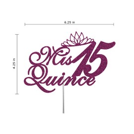 Mis Quince 15 decoraciones de quinceañera con purpurina, quince ideas para decoración de fiesta de cumpleaños, decoración de calidad premium, purpurina resistente de doble cara, palo de acrílico. Fabricado en Estados Unidos (morado)