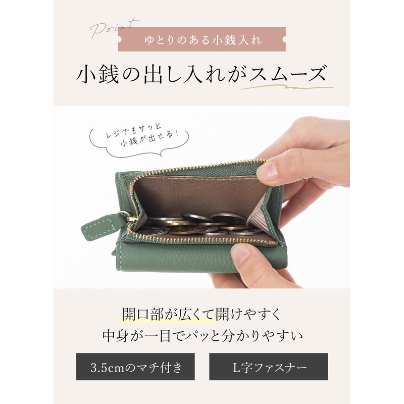 PURCHIC Mini Wallet, Trifold Wallet, Women's, Genuine Leather, Compact, Lightweight,