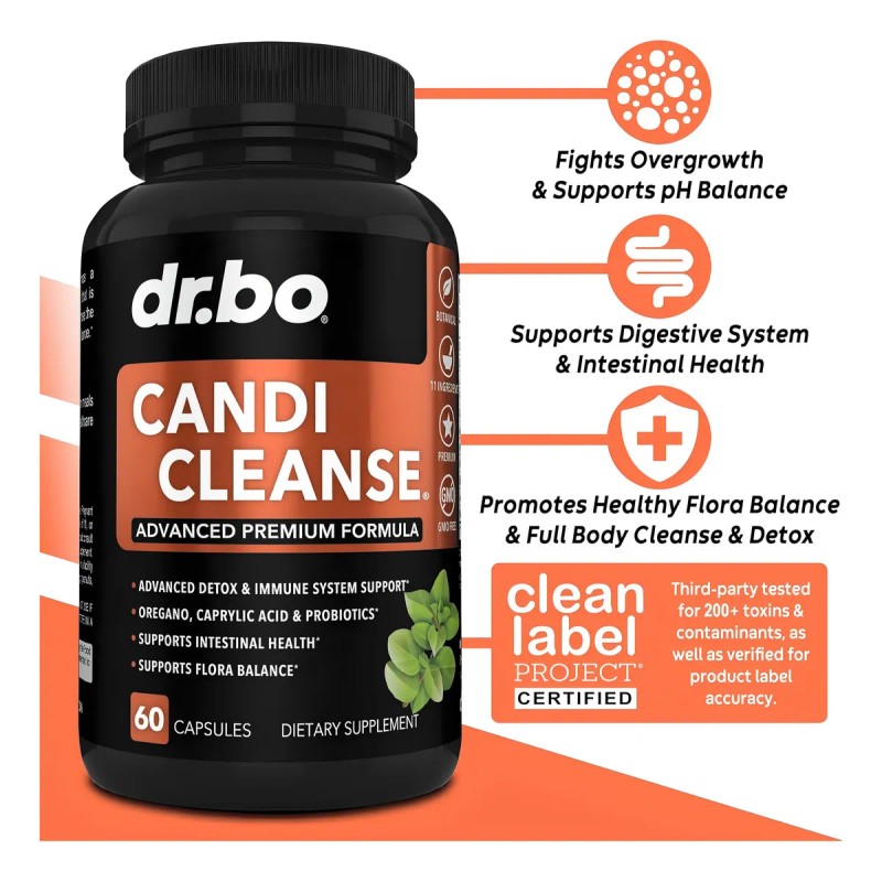 Suplemento Candida Cleanse Dr. Bo Advanced Premium Formula Aceite Oregano,