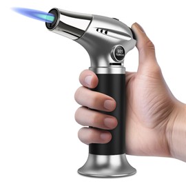 Sondiko Blow Torch, Butane Torch Lighter, Refillable Creme Brulee Torch with Adjustable Flame, Safety Lock for Soldering, Kitchen, Welding, Butane Gas Not Included