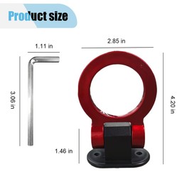Car Tow Hook Kit, Ring Shaped Universal Bumper Trailer Tow Hook Car Decoration Sticker, Track Racing Style Tow Hook Ring Auto Exterior Accessories for Car Truck SUV (Red)
