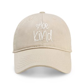 CHOK.LIDS Be Kind Trendy Womens Baseball Cap Unisex Fashion Cotton Polo Style Fun Inspirational Saying Seasonal Headwear (Putty/Latte)