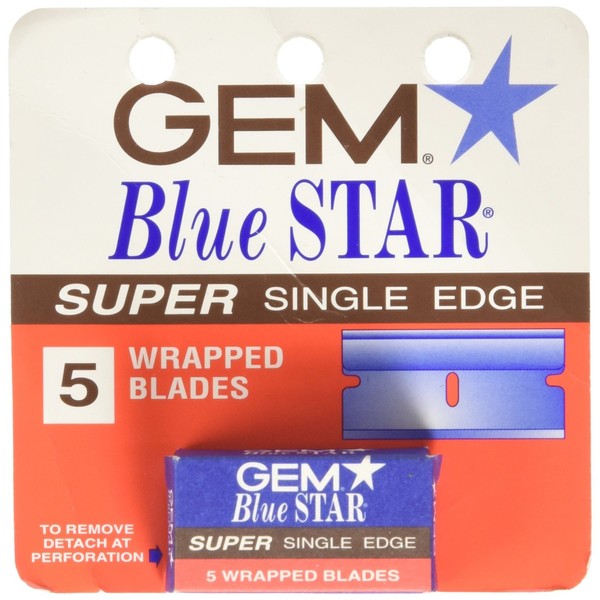 Gem Blue Star Super Single Edge 5 Wrapped Blades (Pack of 2)