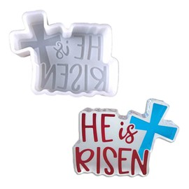 Duawenki He is Risen Cross Shape Car Freshie Silicone Mold for Making Soap Aroma Beads Car Freshie Candle Pendant Resin