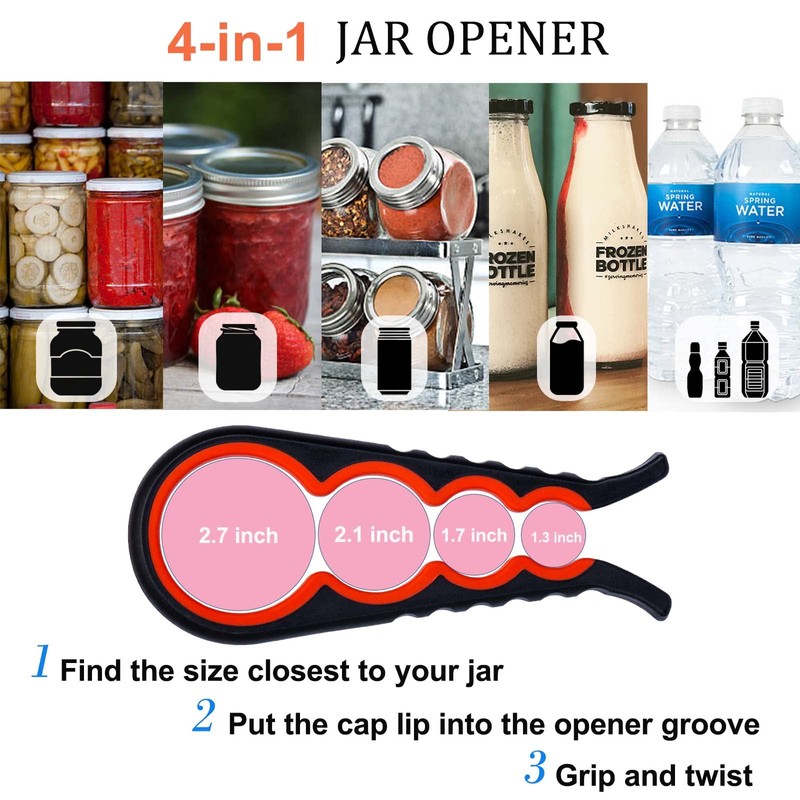 Bloss Jar Opener Bottle Opener for Seniors,Weak Hands and Arthritis,Black