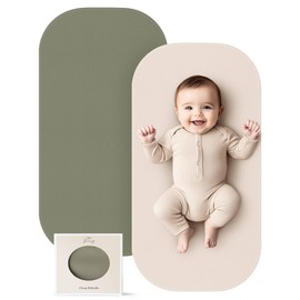 Konssy 2 Pack Faux Leather Baby Changing Mat 30"x17", Foldable and Wipeable Portable Changing Pad, Waterproof and Soft for Travel or Home Use (Fog Green,Beige)