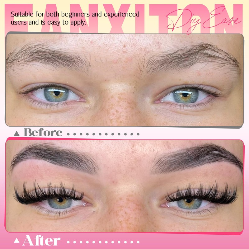 FANXITON Lash Clusters Kit Wispy Clusters Eyelash Extensions Natural Lash