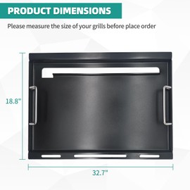 Meyafiny 32.7” Cast Iron Griddle for Gas Grill Non-stick Coating Flat Top Griddle Grill Plate for Weber Genesis II 400 Series E-410, S-410, ES410, II LX E-440, LX ES-440 Gas Grills for BBQ Cooking