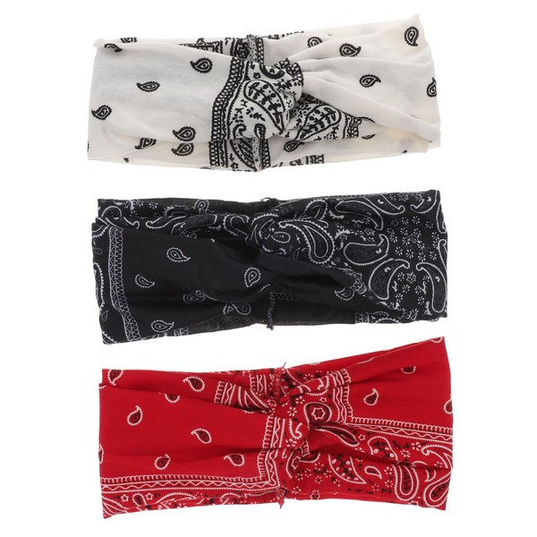 DECHOUS 3pcs Bohemia Wide Twisted Headbands Set Floral Printed Hair