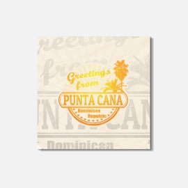 Unbranded Punta Cana Dominican Republic Greetings 4'' X 4'' Square Wooden Coaster