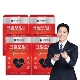 Nature Dream Krill oil capsules 1,000mg x 30 capsules, 4 boxes, phospholipid content over 58% / 크릴오일 캡슐 1,000mg x 30캡슐 4박스 인지질함량 58%이상
