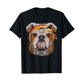 Grumpy English Bulldog in Punk Rock Style T-Shirt
