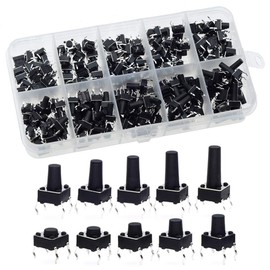 Gebildet 200 pieces 6 x 6 mm long feet tactile push button switch (6 x 6 x 4.5/5/6/7/8/9/10/11/12/13 mm), micro momentary tact assortment kit (each size 20 pieces) used in electronics