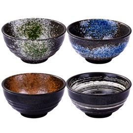 LMRLCS Japanese Kiln-formed Ceramic Bowl Set of 4 for Cereal, Soup, Dessert, and Rice Bowl set - Microwave Safe and Stackable