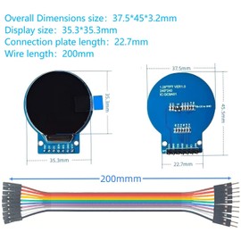MTDELE 3Pcs TFT LCD Display Screen for Arduino (1.28 Inch 240x240) Round Full Color HD IPS Full View RGB Display GC9A01 Driver Chips 7 Pin SPI Interfac Welding Pins