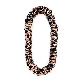 Waterlily Scrunchie 100% Mulberry Silk 22momme Skinny Thin Small Hair Ties Scrunchies for Women Soft Natural Care (Leopard Rose Gold)