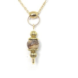 Choker necklace for women in vintage style gold plated stainless steel with brown jasper pendant