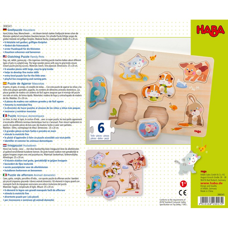 HABA 306541 Grasping Puzzle Pets, from 12 Months, Colourful
