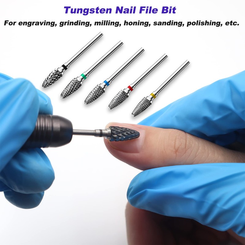 Fantexy 10pcs Ceramic Nail Drill Bits, 3/32 Inch Professional Tungsten