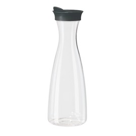 OGGI Jarra transparente con tapa abierta abatible, botella de jugo ideal, jarra transparente con tapa, jarra de té, jarra de agua, 1.6 l, tapa negra