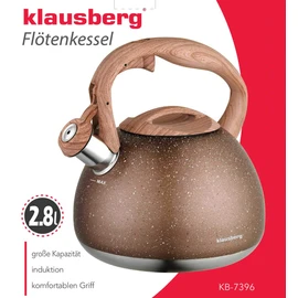 Klausberg Marble Stainless Steel Whistling Kettle Tea Kettle 2.7 Litres KB-7396