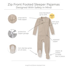 Burt's Bees Baby Unisex Baby Sleeper, Honeysoft Pajamas, One-Piece Zip-up footie PJ, Soft Organic Cotton & Lyocell Blend