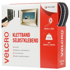 VELCRO Brand Stick On Tape 20mm x 25m Black
