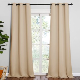 NICETOWN Room Darkening Grommet Panels - Baby Room Curtains 90 inches Long, Privacy Draperies (42 inches Width, Biscotti Beige, 1 Pair)