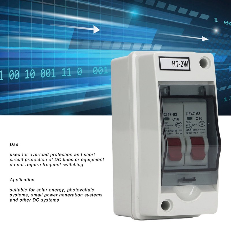 Miniature Circuit Breaker DZ47 63 16A 400V 2 Pole Waterproof