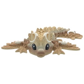 3D Printed Dragon - 5 Inch Tiny Lunar Dragon - Multicolour Details with Cute Eyes, Fully Articulated, Desk Fidget Toy, Birthday Gift, Kids and Adults, Collectible (Cappuccino Rainbow)