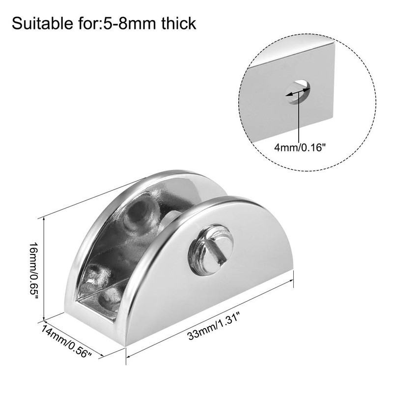 Sourcingmap Glass Shelf Brackets Zinc Alloy Clamp Clip Holder Half