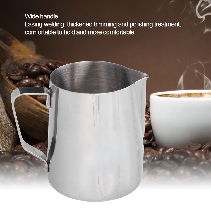 304 Stainless Steel Frothing Cup with Inner Scale Pointed Mouth