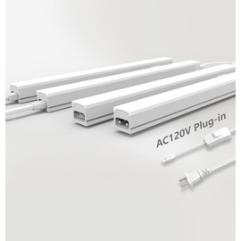 Leetdud Under Cabinet Lighting Plug in, 16 Inch 4 Pcs, Linkable AC120V 3CCT 3000K/4000K/5000K Ultra Slim, LED Under Cabinet Lights for Counter Light, Kitchen, Shelf, Sink, Workshop, Desk, White