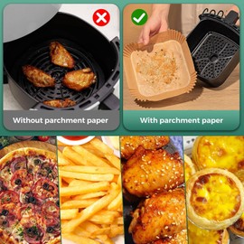1000 Pcs Air Fryer Paper Liners Value Pack, 8" Square Air Fryer Liners Disposable, Heavy-Duty Parchment Paper for 5-8 qt Airfryer Basket Non-Stick & Grease-Proof Baking Liner for Oven Pan Bulk Supply