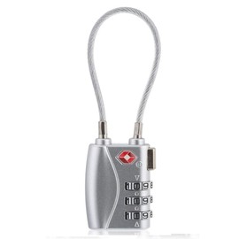 Luggage Locks, TSA Accepted 3 Digit Luggage Cable Locks with Alloy Body, Set Your Own Combination for Travel, Silver