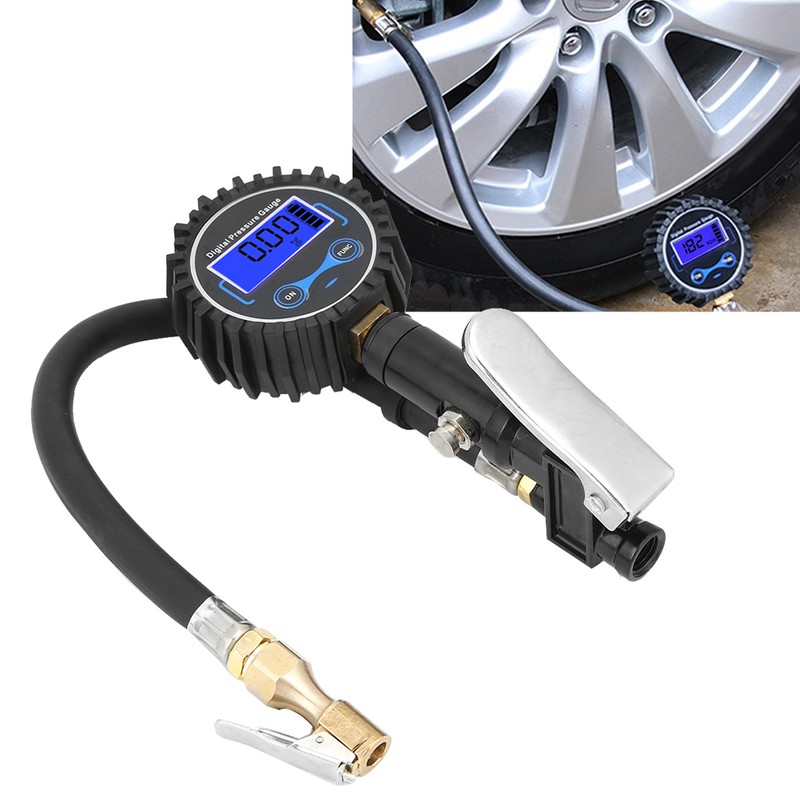 Digital Tire Inflator with Pressure Gauge LCD Display Light Auto