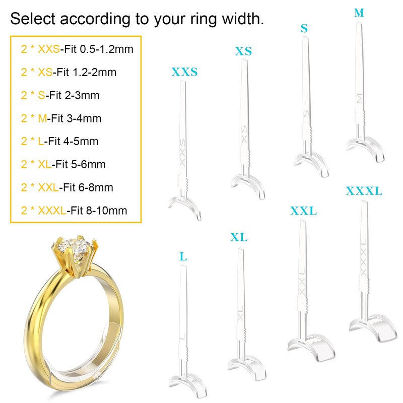 Ring Sizer Adjuster for Loose Rings, 16 Pack 8 Sizes