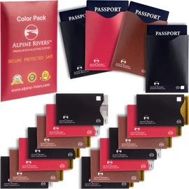 18 mangas de bloqueo RFID (14 soportes de tarjeta de Crédito y 4 protectores de pasaporte) Ultimate protección Premium contra robo de identidad, Set para hombres y mujeres. Smart Slim diseño se adapta perfectamente a portafolios/Monedero, Color (Color Pr