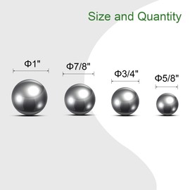 sourcing map 4pcs 4 Size Bearing Balls Assortment 304 Stainless Steel 1" 7/8" 3/4" 5/8" with Storage Box