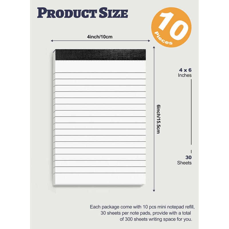 10 Pack A6 Notepad Small Lined Writing Notepads 4 x