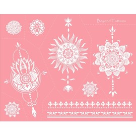 Sonne Mandala Lotusblumen Tattoo Schablone Tattoo Vorlage für Finger- Hand- und Körper Bemalung MS-06