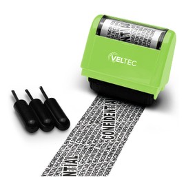 Identity Theft Protection Roller Stamp - Confidential Roller Stamp - Data Theft Protection Stamp - Anti Theft, Security and Privacy Guard Stamp - 3 Ink Refills (Green)