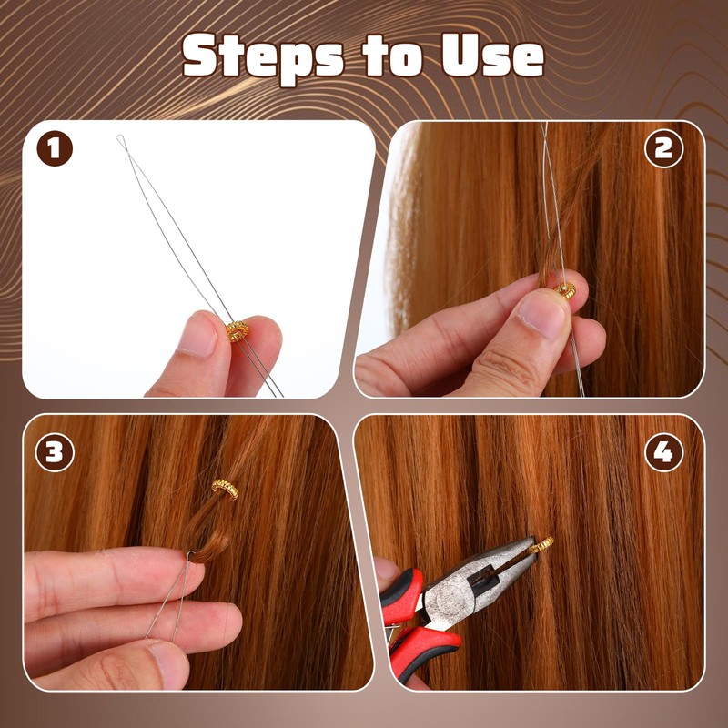 Sibba 10pcs Hair Extension Loop Threader Tools, Needle Threader Wire