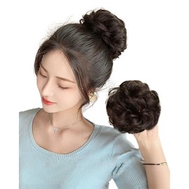 MASAHA Scrunchie Bun Wig, Partial Wig, Hair Extension, Volume Up, Point Wig, Wedding, Coming-of-Age Ceremony, Bulk Hair (Light Brown)