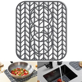 Sink Protectors for Kitchen Sink 12x11 & 13x11,Silicone Kitchen Sink mats Protector for Bottom of Farmhouse Sink(13.58"×11.6" Gray)