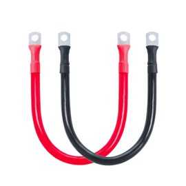 ECO-WORTHY 2AWG Battery Cable with 5/16'' Lug Terminals 12inch Cables Set Tinned Copper Battery Inverter Cable for Car, Truck, RV, Solar