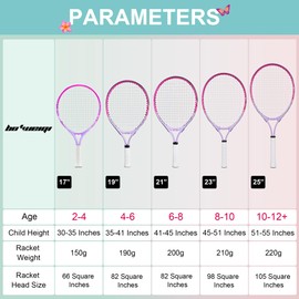 bo'weiqi 19" Kids Tennis Racket for Aged 4-6, Lightweight Toddler Tennis Racket for Outdoor/Indoor Sports Including 1 Tennis Racket,1 Replacement Grip and 1 Shoulder Strap Bag Easy Carry(Pink)